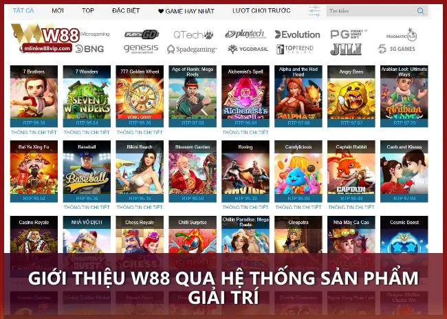 Giới thiệu W88 qua hệ thống sản phẩm giải trí