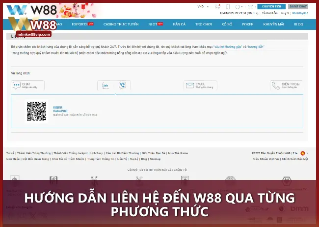 Hướng dẫn liên hệ đến W88 qua từng phương thức