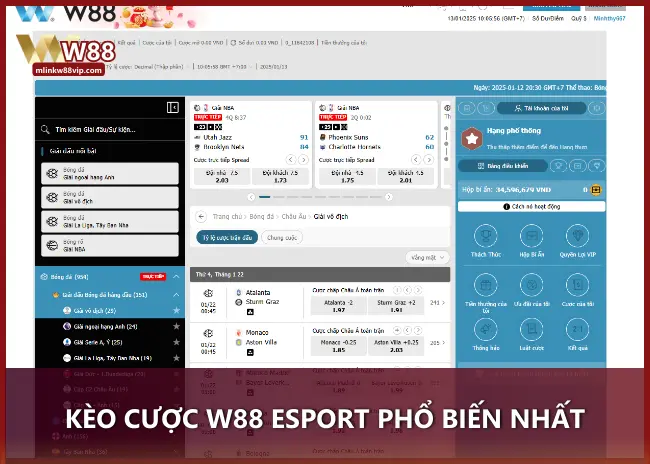 Kèo cược W88 Esport phổ biến nhất