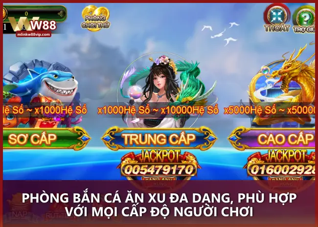 Phòng Bắn Cá Ăn Xu đa dạng, phù hợp với mọi cấp độ người chơi